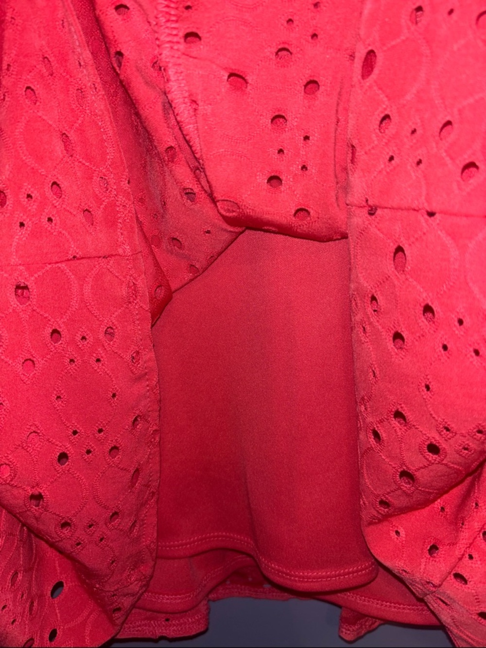 London Times Red Eyelet Sleeveless Fit & Flare Midi Dress - Picture 5 of 8